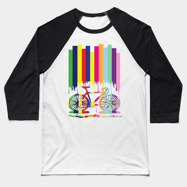 Rainbow bicycle Baseball T-Shirt by CindyS